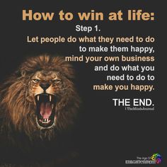 a lion with its mouth open and the words how to win at life