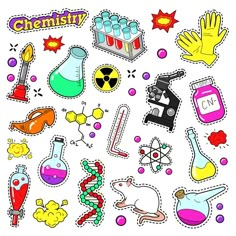 an image of science stickers on a white background