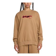 (WMNS) Nike Sportswear Breaking Loose French Terry Sweatshirt Asia Sizing 'Dark Driftwood' FZ0257-224 Apparel Shop, Sports Sneakers, Nike Sportswear, French Terry, Limited Edition, Nike, Sneakers, Sweatshirts