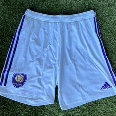 Orlando City Shorts Brand New With Tags Fast Shipping Size: Large Adidas White Athletic Shorts With Built-in Shorts, Adidas White Cotton Athletic Shorts, Adidas White Casual Shorts, Adidas Casual White Shorts, Adidas White Sporty Shorts, Adidas White Bottoms With Built-in Shorts, Casual White Adidas Bottoms, White Cotton Adidas Shorts, Adidas White Summer Bottoms