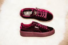 sneackers puma rihanna creeper velvet bordeaux Rihanna Creepers, Puma X, Model Street Style, Latest Sneakers, Milan Fashion Weeks