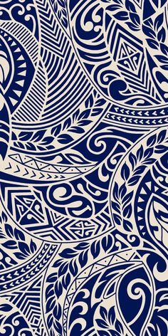 an abstract blue and white pattern with swirls, waves, and dots on it