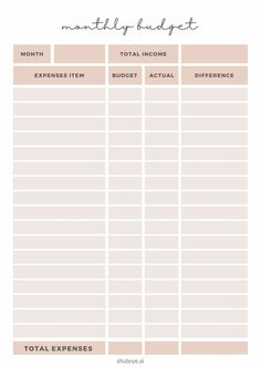 a printable budget sheet with the words,'money budget'in pink and white