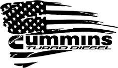 the cumins turbo diesel logo with an american flag on it's left side