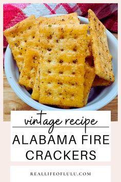 vintage recipe for alabama fire crackers on a plate with text overlay that reads vintage recipe