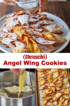 These Angel Wing Cookies (a.k.a. Chruściki, Krusciki, or Faworki) are traditional Christmas cookies that look like delicate angel wings or knots.

The cookies are dusted with powdered sugar to make such a beautiful cookie that it is impossible to stop eating— so yummy! Angel Wings Cookies, German Recipes Dinner, Angel Wing Cookies, Polish Foods, Traditional Christmas Cookies, Angel Cookies, Doughnut Muffins, Baked Breads, Italian Recipes Dessert