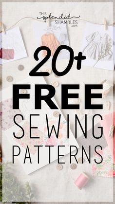 sewing supplies with the text 20 free sewing patterns