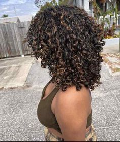 Natural Curly Hair With Highlights, Elegant Hair Color, Curly Hair With Highlights, Natural Hair Highlights, Curly Highlights, Dyed Curly Hair, Highlights Curly Hair, Hair With Highlights, Brown Curls