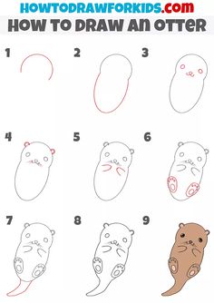 how to draw an otter step by step drawing instructions for kids and beginners with pictures