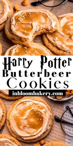 harry potter butterbeer cookies with peanut butter on top