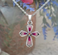 Small Stained Glass Cross Pendant - Translucent shimmering colors shine in the light. UV Resin is dyed in small amounts and inlaid into a silver filigree cross. Stained Glass Cross, Glass Cross, Bird Pendant, Funky Jewelry, Jewelry Lookbook, Silver Filigree, Uv Resin, Jewelry Inspo, Pretty Jewellery