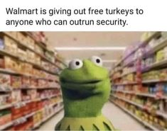 kermik is giving out free turkeys to anyone who can outrun security