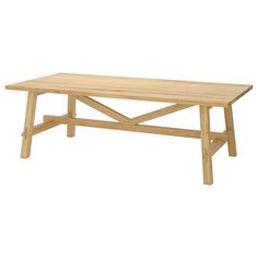 a wooden table sitting on top of a white background