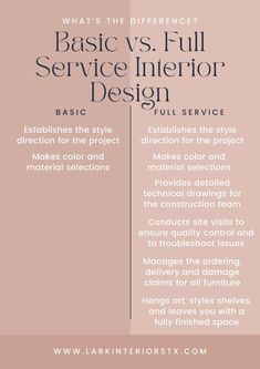 what's the differences between basic vs full service interior design? and other things to consider