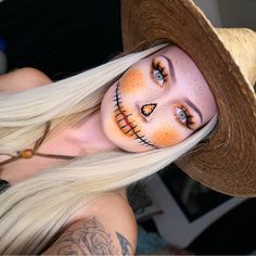 Halloween Scarecrow Makeup, Scarecrow Makeup Ideas, Scarecrow Face Paint, Scarecrow Halloween Makeup, Halloween Costumes Scarecrow, Makeup Ideas For Halloween, Scarecrow Makeup, Scarecrow Halloween, Scarecrow Face