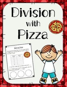 the division with pizza book is open and has an image of a boy standing in front of it