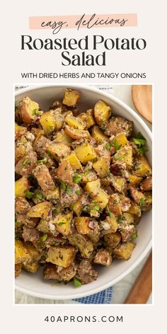 roasted potato salad with dried herbs and tangy onions