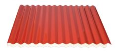 red corrugated roofing sheet on white background