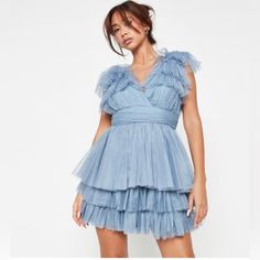 Blue Tulle Dress Never Worn Because The Item Arrived After The Event. Size 12 Uk (M), Size 8 Us Blue Tulle Dress, Missguided Dress, Size 12 Uk, Blue Tulle, I Like That, A Line Dresses, Senior Year, Tulle Dress, Eras Tour