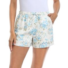 High rise shorts made from a breezy and breathable linen blend fabric are great for summer weather! These shorts feature an adjustable drawstring waist, two front pockets and a modest 4"" inseam. Fashion meets function with 2 front slash pockets, providing ample storage for your essentials. The adjustable drawstring at waist provides a customized fit catering to many body types. Linen shorts keep you effortlessly chic and offer a lightweight and breathable feel, making them ideal for summer vaca Floral Outfit, High Rise Shorts, Rolled Hem, Summer Staples, Beach Shorts, Drawstring Shorts, Linen Shorts, Printed Pants, Shorts With Pockets