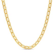 Crafted of powerful 10K yellow gold, this classic men's mariner link necklace is 20 inches in length and fastens with a lobster clasp. The chain is approximately 5.5mm wide. Jared The Galleria Of Jewelry, Timeless Jewelry, Chains For Men, Link Necklace, Necklace Designs, Charm Pendant, Chains Necklace, Gold Metal, Jewelry Pieces