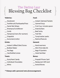 the daring laur blessing bag checklist