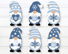 christmas gnomes cut outs with snowflakes and hats