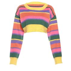 Colorful Knit Sweater Knit Fabric Pullover Very Stretchy Polyester Trendy Multicolor Cropped Sweater For Spring, Soft Knit Yellow Top For Winter, Casual Multicolor Cropped Sweater With Crew Neck, Cozy Yellow Tops For Spring, Multicolor Crew Neck Cropped Sweater For Spring, Yellow Soft Knit Sweater For Spring, Trendy Multicolor Cropped Sweater For Winter, Multicolor Knit Cropped Sweater For Spring, Trendy Multicolor Cropped Sweater With Crew Neck