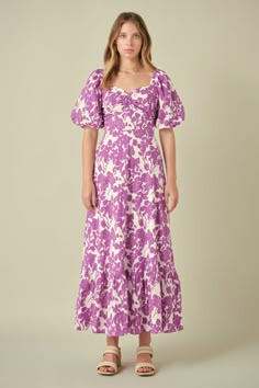 Floral Print Maxi Dress – Free The Roses Purple Summer Dress, Stylish Maxi Dress, Cute Modest Outfits, Purple Floral Dress, Casual Chique, Vestido Plus Size, Trendy Fashion Tops, Floral Print Maxi Dress, Floral Print Maxi