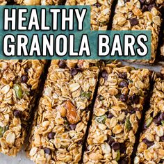 granola bars stacked on top of each other with the words healthy granola bars