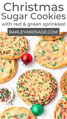 christmas sugar cookies with red and green sprinkles