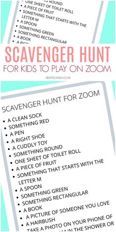 the scavenger hunt for kids to play on zoom