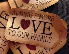 wooden tags with words and hearts on them