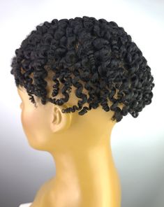 Our handmade pre-styled Afro Curly Swiss Lace Toupee is made from 100% remy human hair. The hair on this unit measures 6 inches in length. It has a 8 x 10 soft swiss lace base, and arrives uncut for customization. The lace unit is breathable for the scalp, and the knots are lightly bleached for a realistic appearance. This unit is exceptionally light with a weight of 2 ounces. Available in the color 1B. Curly Twist, Tapered Afro, Curly Afro Wig, Short Shaved Hairstyles, Shaved Side Hairstyles, Curly Bob Wigs, Afro Wigs, Pretty Braided Hairstyles, Beautiful Wigs