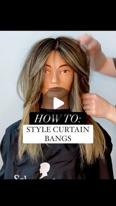 Curtain Bangs Medium Hair How To Style, Curtain Bang Layers Long Hair, Off Centre Curtain Bangs, Best Way To Style Curtain Bangs, How To Style Curtain Bangs Long Hair, Curtain Bangs Medium Hair Styling, Bangstyle Hair Long Curtain, How To Blow Dry Curtain Bangs Tutorial, Kim K Curtain Bangs