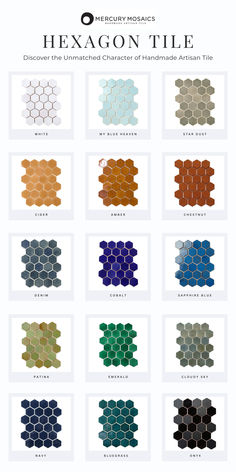 the color chart for hexagon tile