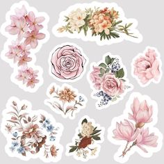 stickers with flowers and leaves on them