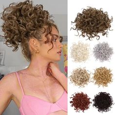 Look what I found on AliExpress Curly Hair Bun, Messy Curly Hair, Messy Bun Hair Piece, Curly Bun Hairstyles, Bun Hair Piece, Curly Hair Extensions, Hair Tutorials For Medium Hair, Bun Hair