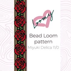 the bead loom pattern is shown in red and green