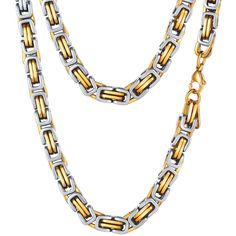 PRICES MAY VARY. Metal: Solid Stainless Steel with 18K Real Gold Plated, High Quality and Environmentally Friendly, Hypoallergenic, Non-irritating to Skins. Size: length: 20 inch (51cm), width: 4mm. Very Sturdy and Durable Byzantine Chain, Smooth Surface, Comfortable Wearing Feeling. Improved Lobster Clasp, Easy to Use and Better Quality. Stylish Statement Chain Necklace, Masculine Look, Wear it Alone, Pair it with Your Pendant, Also Layers Well with Your other Flashier Jewelry. The Chain Neckla Mens Necklaces, Byzantine Chain, Black Plates, Necklace For Men, Steel Necklace, Stylish Jewelry, Chain Choker, Stainless Steel Necklace, Stainless Steel Jewelry