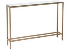 a gold metal and glass console table