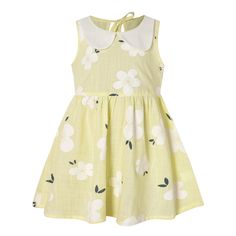 Prepare your little one for summer in style with our charming cotton linen sundress! Designed for girls aged 1-6 years, this dress showcases white lapels and delightful flower designs in four chic colors. Choose from vibrant blues to soft pinks to suit your preferences. The back neck tie adds sophistication and allows for an adjustable fit, ensuring all-day comfort for your child. With a knee-length skirt, it's perfect for everyday wear and special occasions alike. Our sundress is made from a li White Peter Pan Collar Dress For Spring, White Spring Dress With Peter Pan Collar, Summer Dress With Doll Collar, Summer Cotton Sundress For Babies, Cotton Dress With Peter Pan Collar For Summer, Cotton Summer Dress With Peter Pan Collar, Cute Doll Collar Dresses For Summer, Cute Doll Collar Summer Dresses, Casual Cotton Dress With Peter Pan Collar