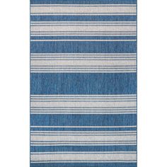 Whoever said beautiful floor accents are only for inside the home hasn’t yet met an indoor and outdoor rug. This beautiful pattern is sure to make a statement and add the perfect finishing touch to any space inside or outside your home. This material resists stain, mold or mildew, and fading. nuLOOM Cabana 5 X 8 (ft) Blue Indoor/Outdoor Stripe Area Rug Polyester | GBCB41D-508 Lauren Liess, Affordable Rugs, Outdoor Runner Rug, Target Rug, Indoor Outdoor Rug, Rugs Usa, Transitional Area Rugs, Rug Blue, Cow Hide Rug