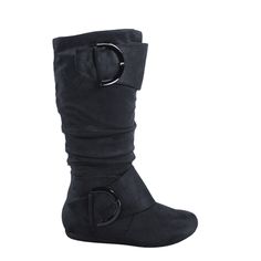 This Style Runs Pretty True To Size These boots are designed to be wider than regular sizes, great for those with wide calf Round toe design Zipper for closure Large buckle Finished with cushioned insole Faux Suede Heel Height: Flat (approx) shaft length: 14" (approx) top opening circumference: 16" (approx) Size: 11.  Color: Gray.  Gender: female.  Age Group: adult. Long Boots With Heels, Knee High Boots Winter, Women Casual Flats, Leather Cowgirl Boots, Dressy Shoes, Black Riding Boots, Faux Leather Boots, Round Toe Shoes, Western Boots Women