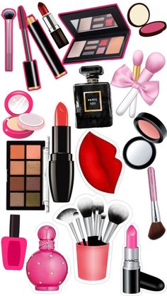 an assortment of cosmetics and makeup products