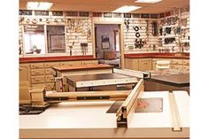 a room filled with lots of different types of tools on top of counter tops next to each other