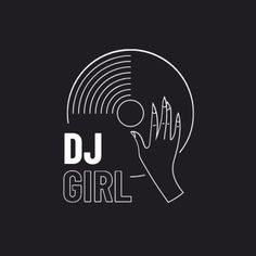 the dj girl logo on a black background