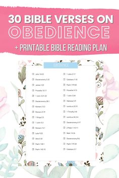 the bible verse on obedience printable bible reading plan with flowers and leaves