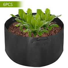 VEVOR Plant Grow Bag Aeration Fabric Pots 6-Pack 100 Gallon with Handles Black Gardening Containers, Soil Layers, Garden Store, Hydroponics System, Garden Hand Tools, Large Plants