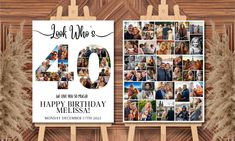 a birthday card with photos and the number forty